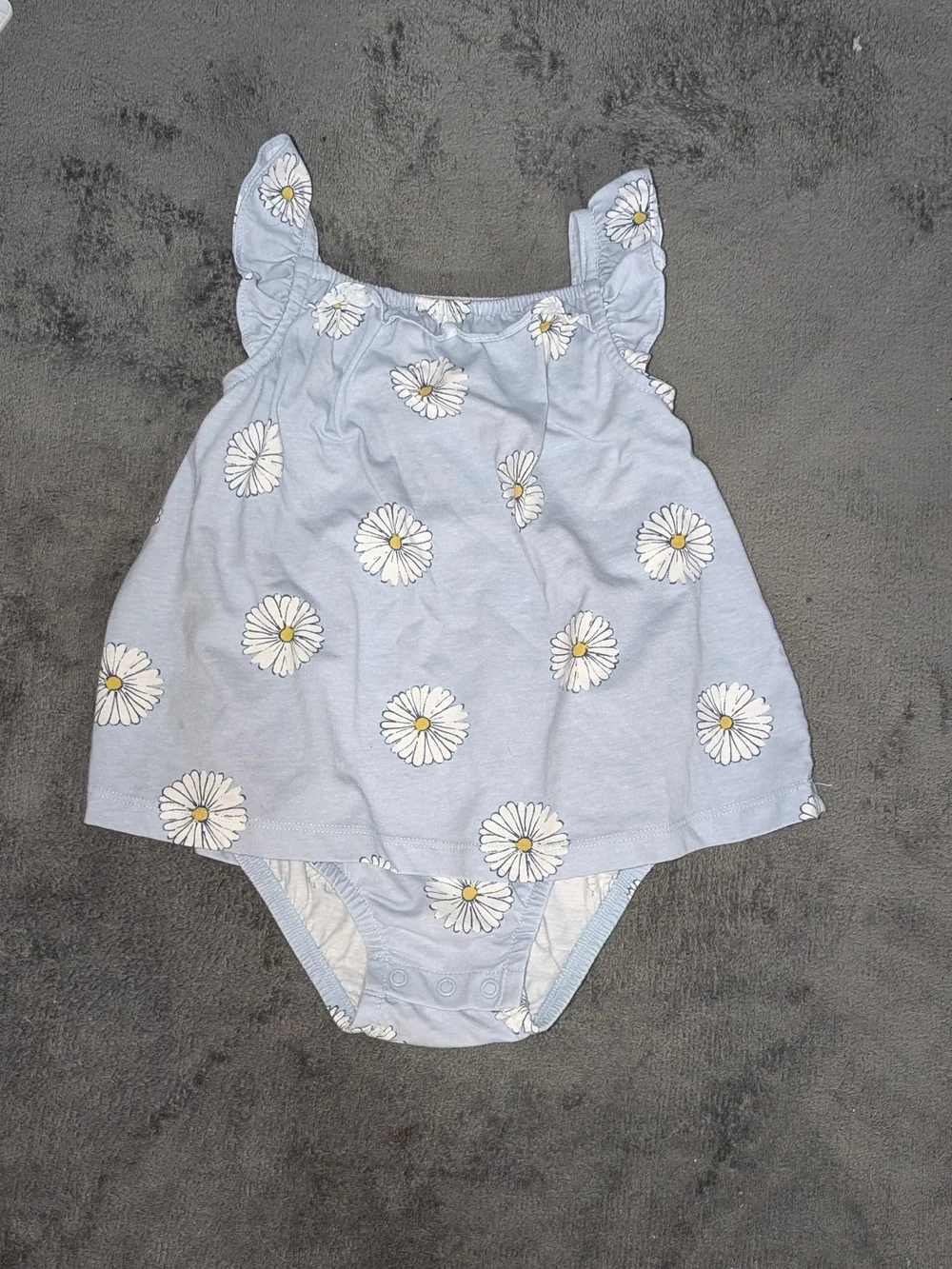 Carter's Light Blue Daisy Print Dress Bodysuit with White Daisies